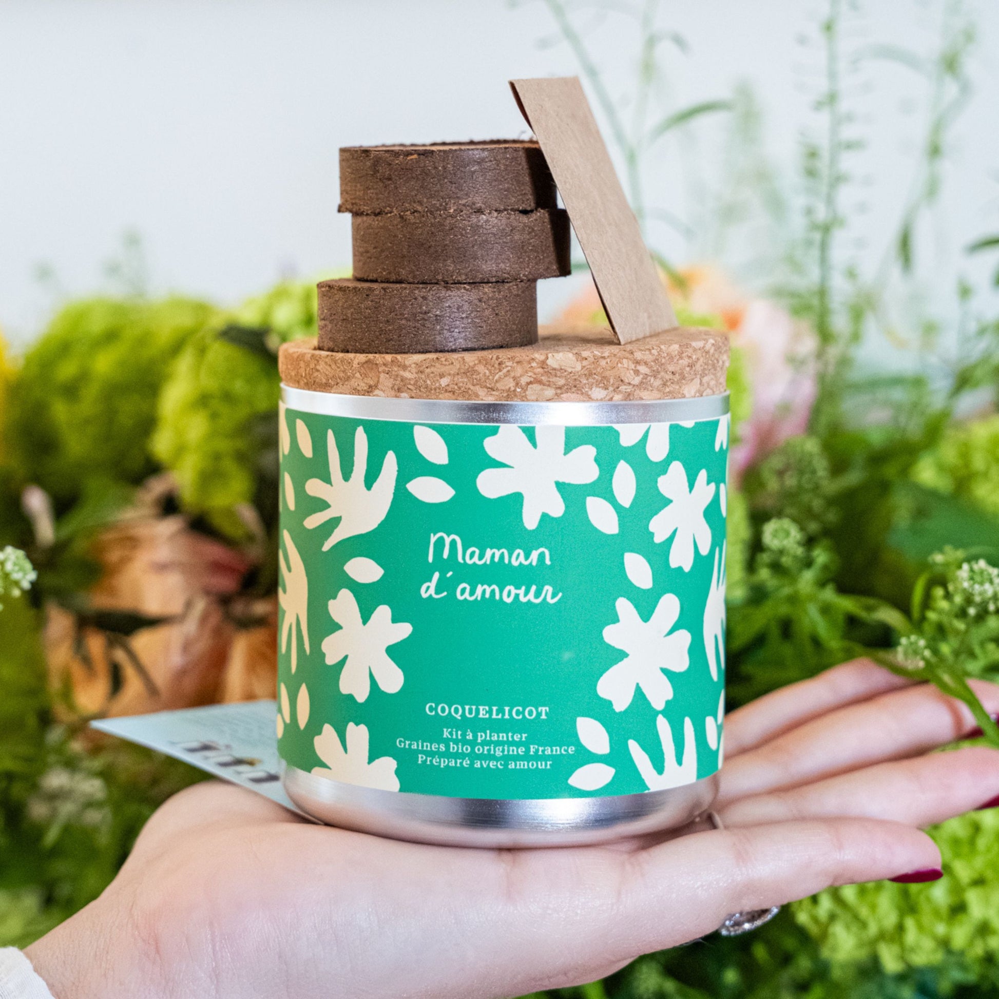 Kit à planter Maman d'amour avec coquelicots en gros plan