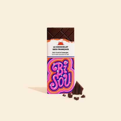 Mini tablette de chocolat Bisou avec éclats de sel visible