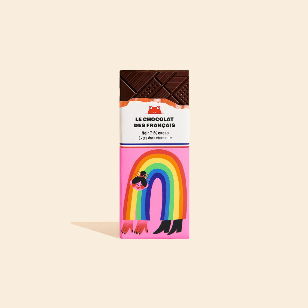 Mini tablette de chocolat bio avec emballage arc-en-ciel joyeux
