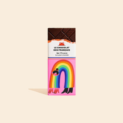 Mini tablette de chocolat bio avec emballage arc-en-ciel joyeux
