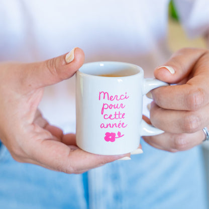 Tasse à café sérigraphiée avec message de remerciement
