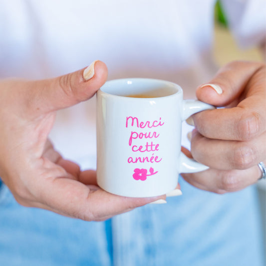 Tasse à café sérigraphiée avec message de remerciement