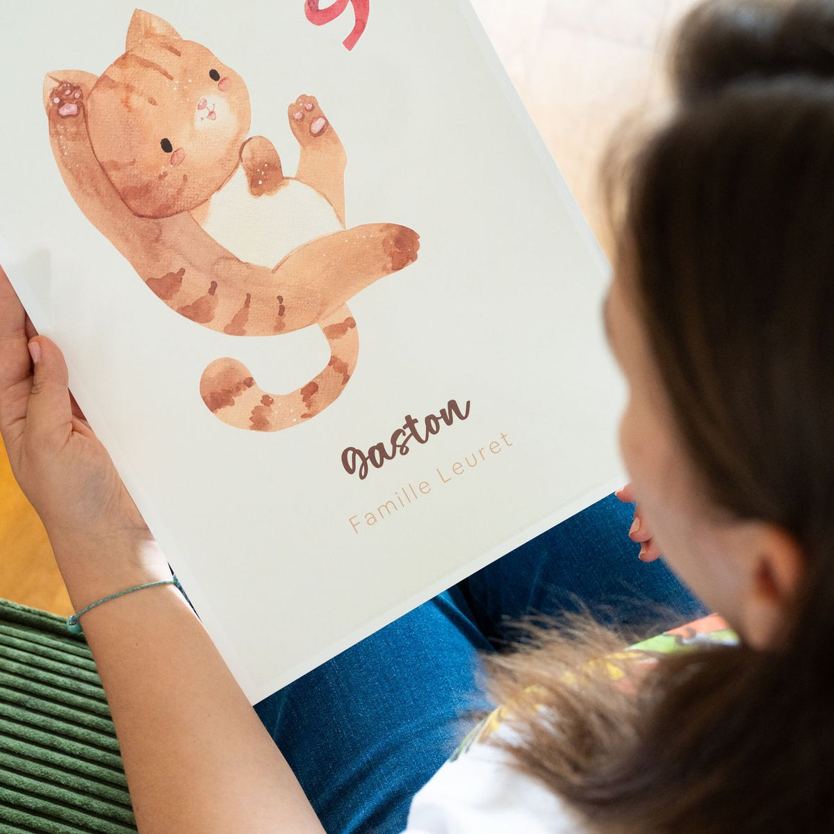 Affiche aquarelle d'animaux pour chambre d'enfant, détails doux.