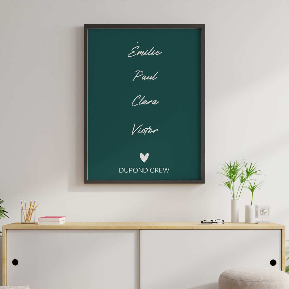 Affiche personnalisée avec prénoms en écriture élégante