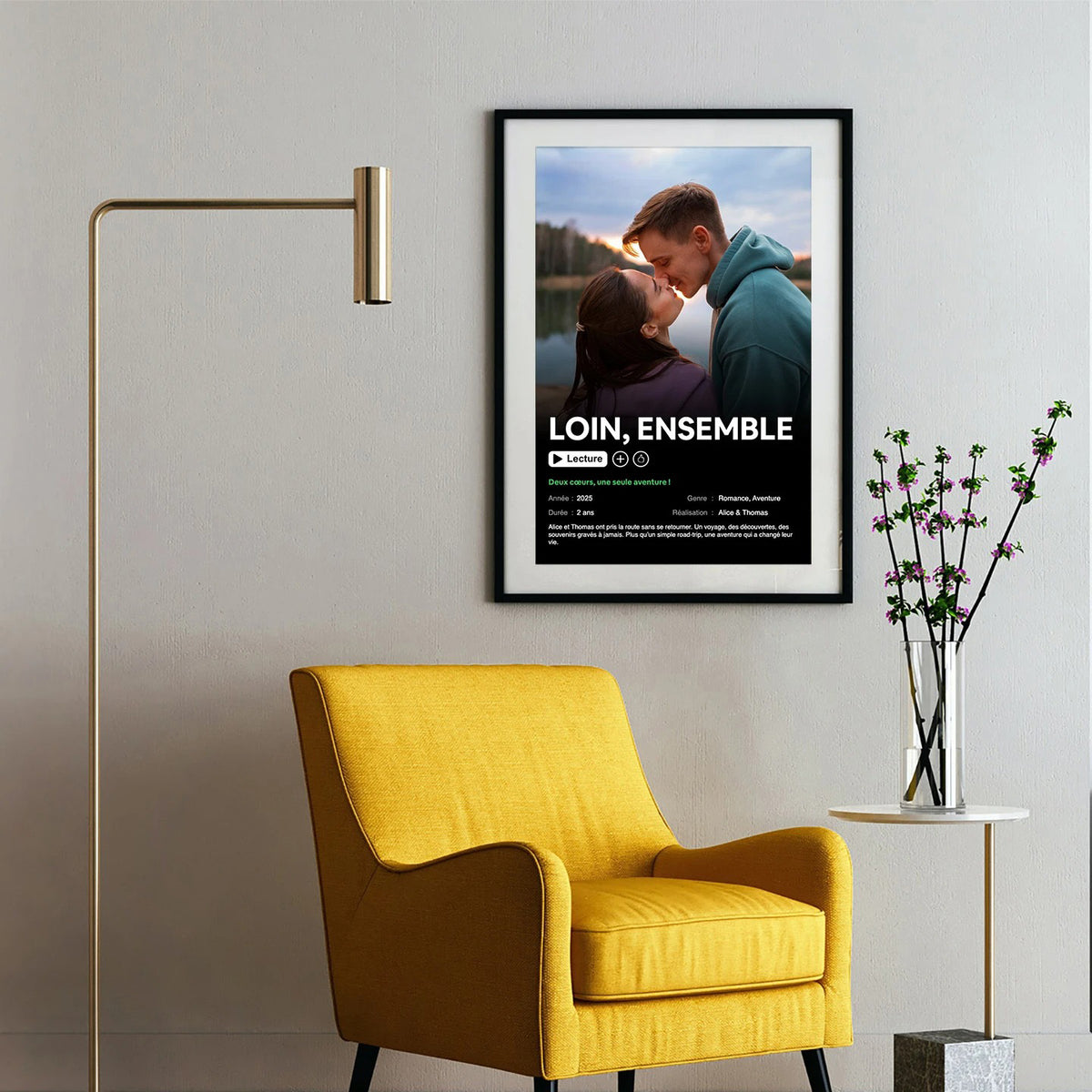 Affiche personnalisée au design moderne avec couple stylisé