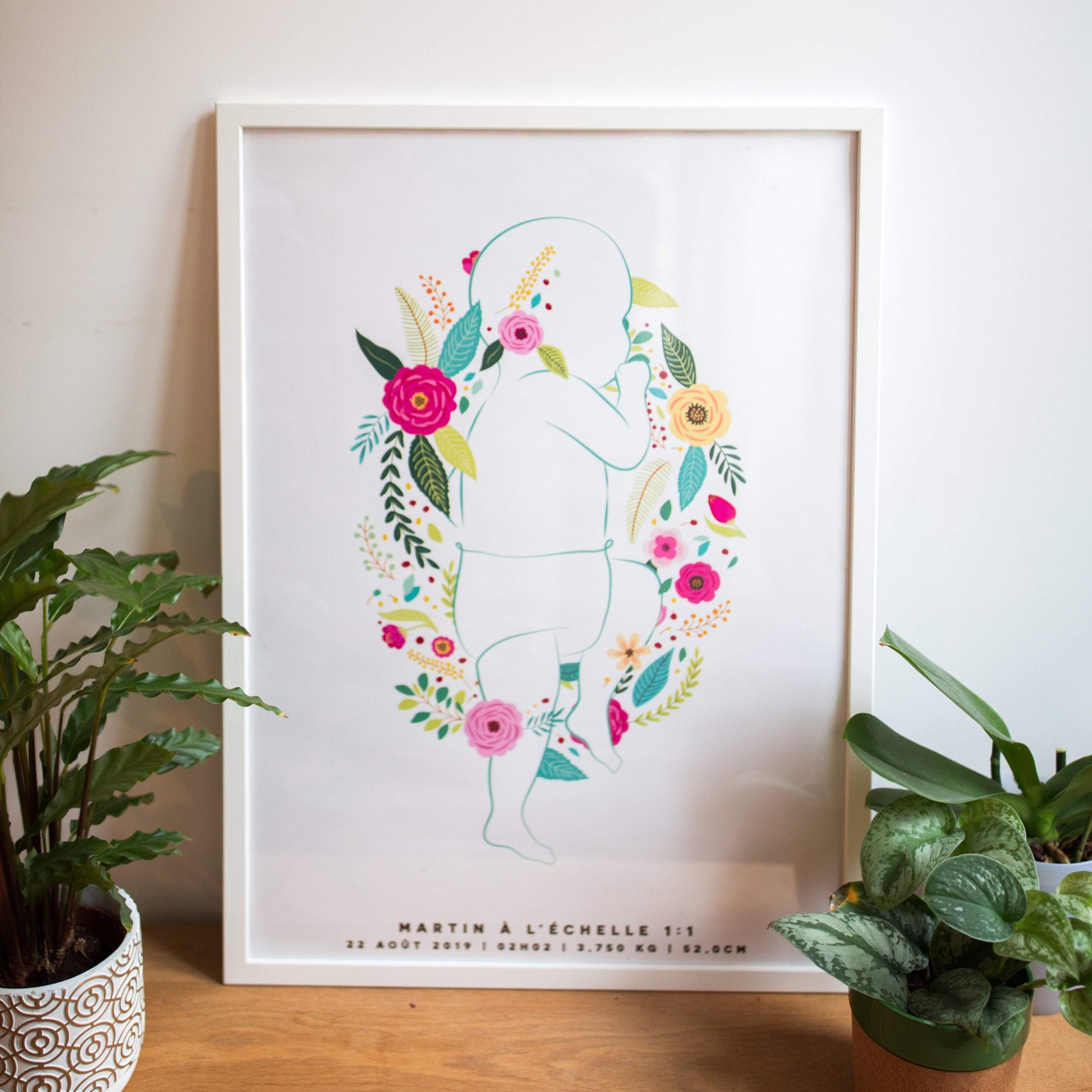 Affiche de naissance personnalisée - flora
