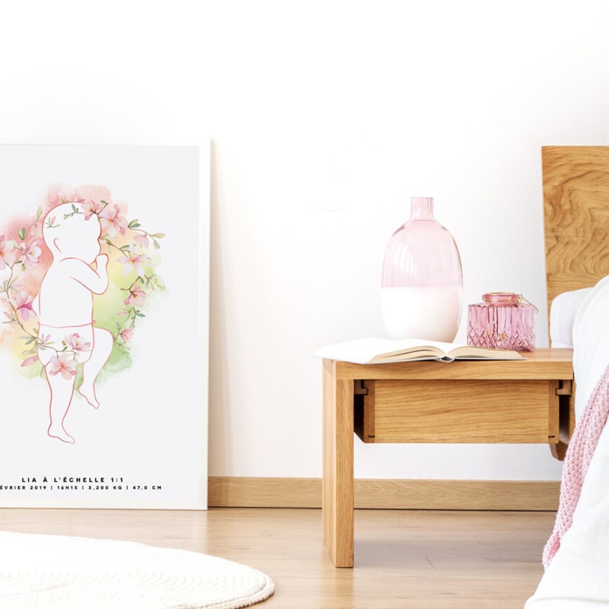 Affiche de naissance personnalisée - magnolia