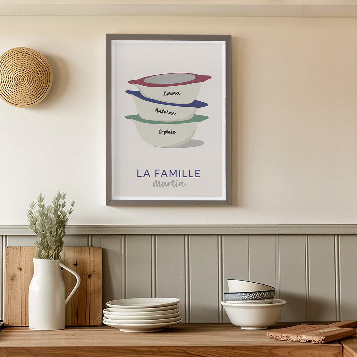 Affiche personnalisée avec motifs de bols bretons colorés