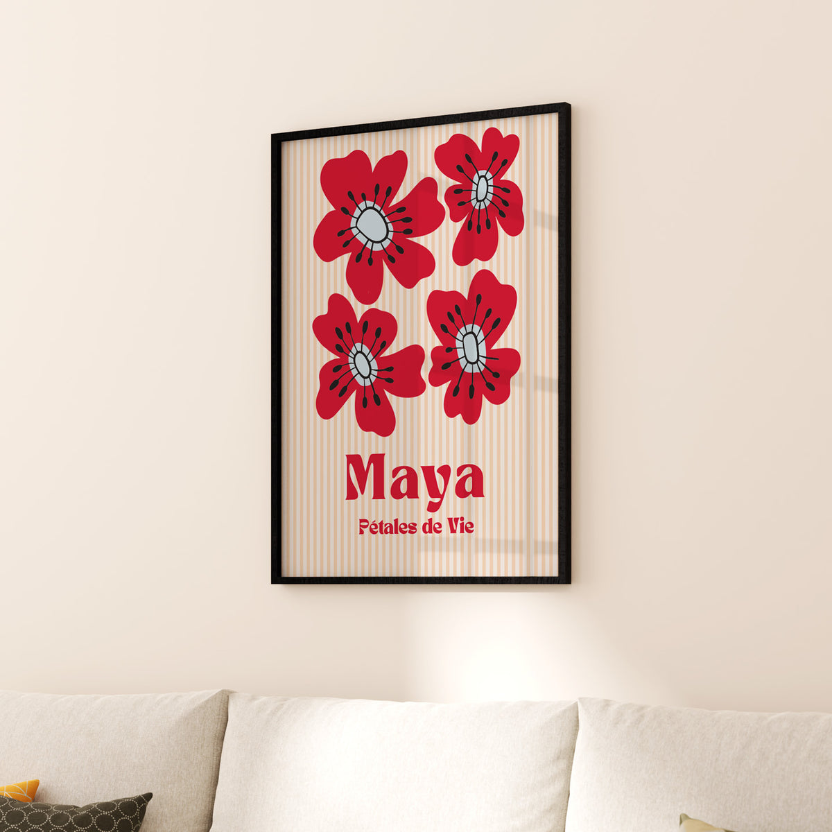 Affiche coquelicots avec pétales rouges vibrants en détail