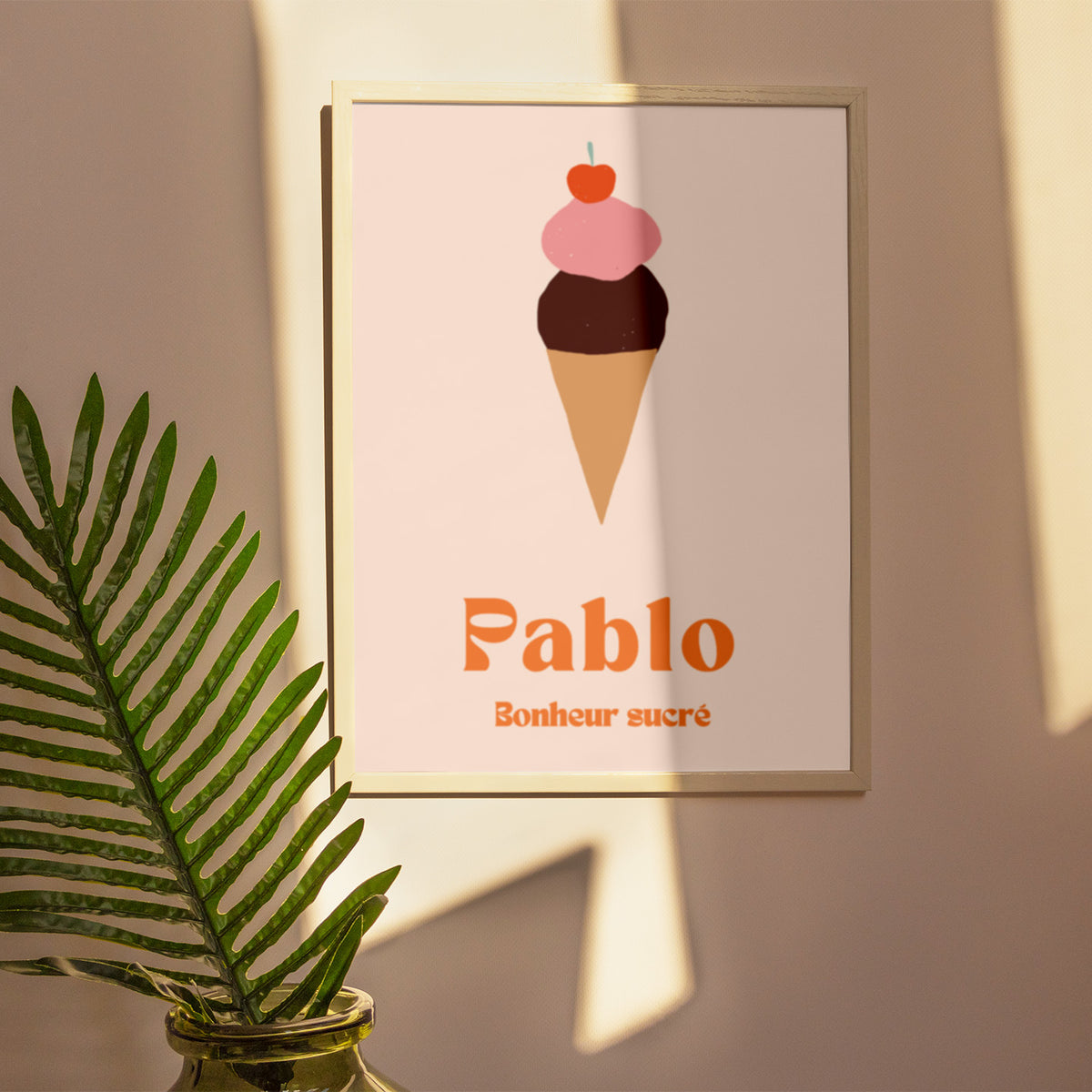 Affiche colorée de glace avec des motifs ludiques et joyeux.
