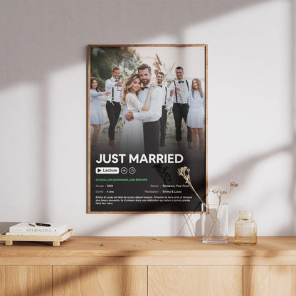 Affiche de mariage film style Netflix