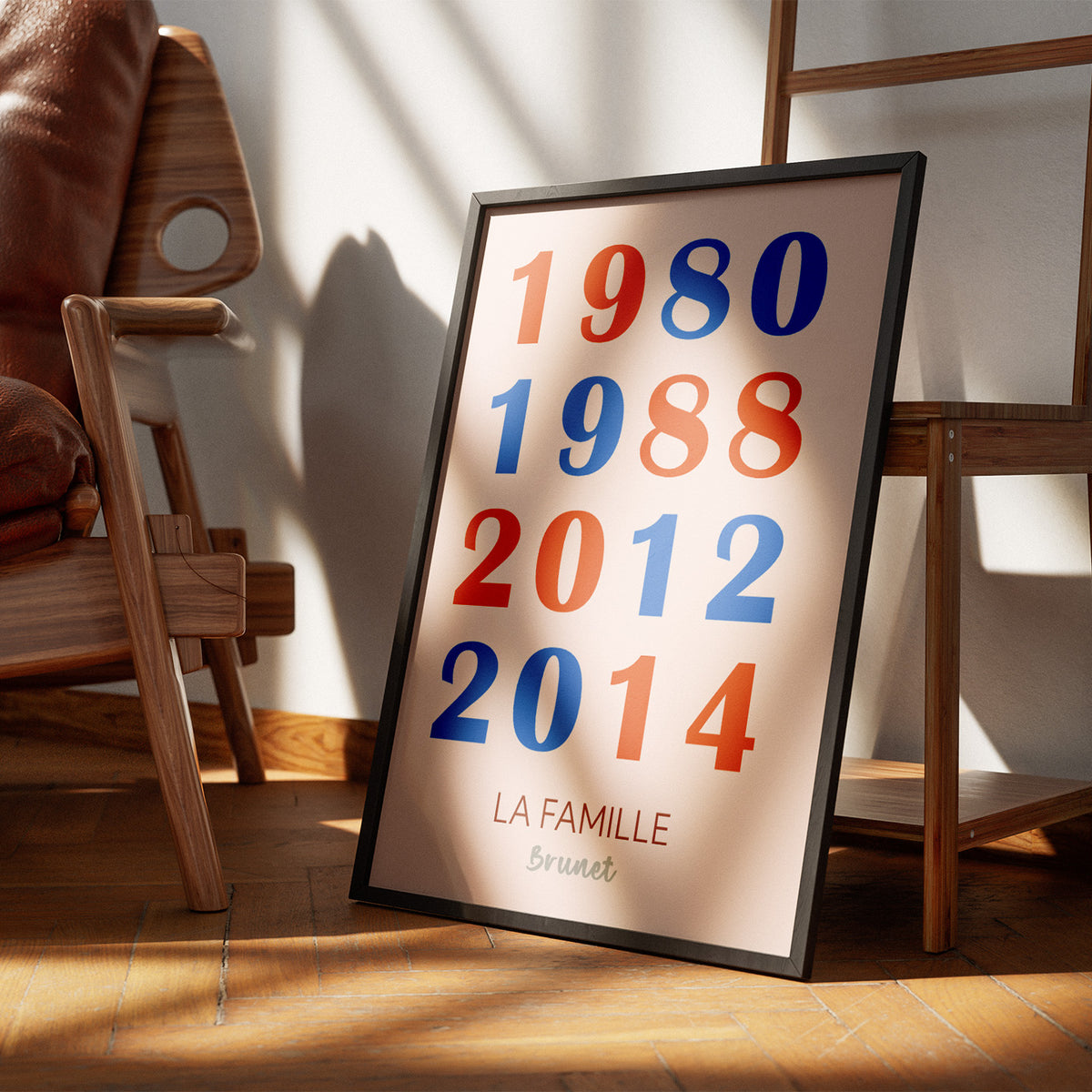 Affiche personnalisée avec des éléments graphiques colorés.