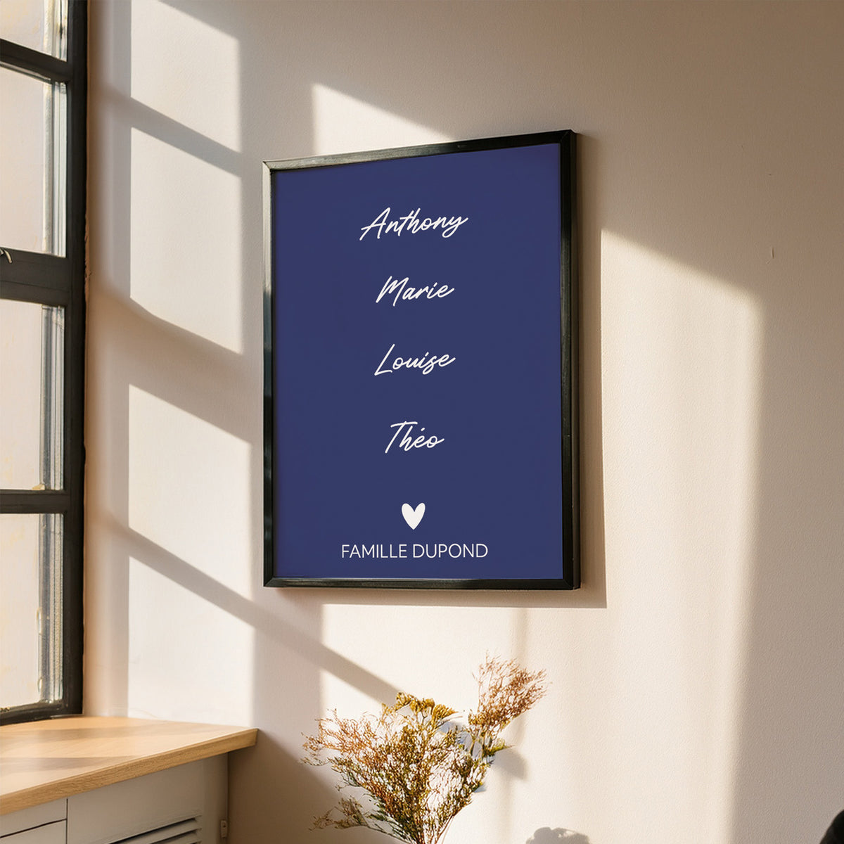 Affiche personnalisée avec prénoms en écriture élégante