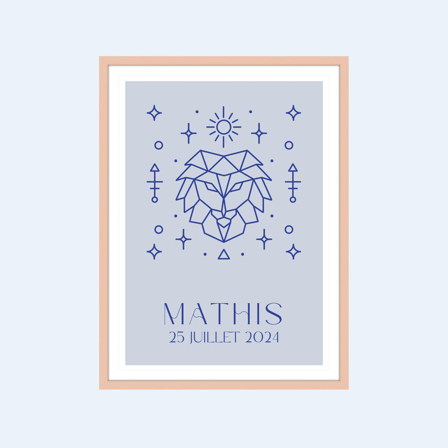 Affiche du zodiaque avec motifs graphiques distincts.