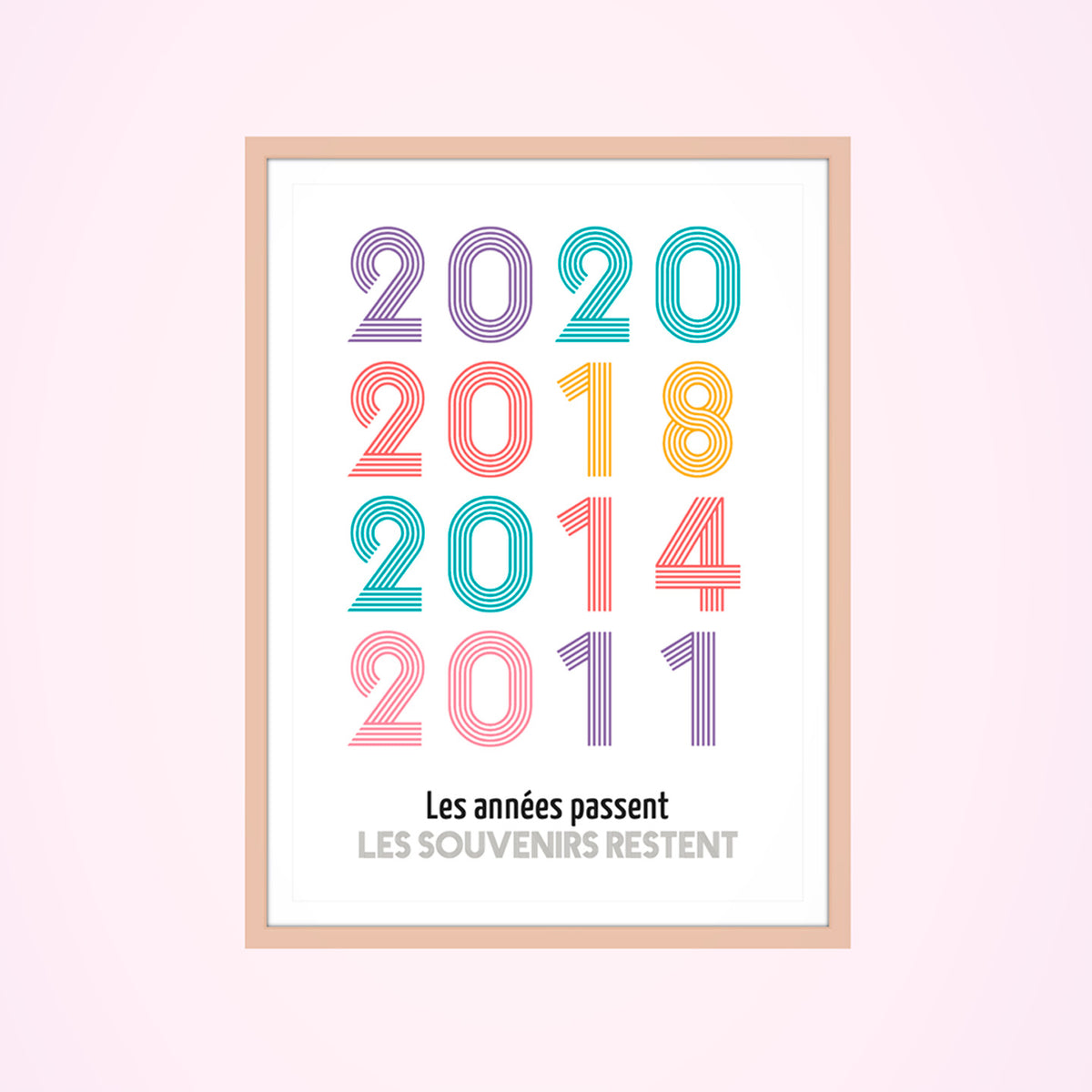 Affiche personnalisée avec des années marquantes en typographie créative.