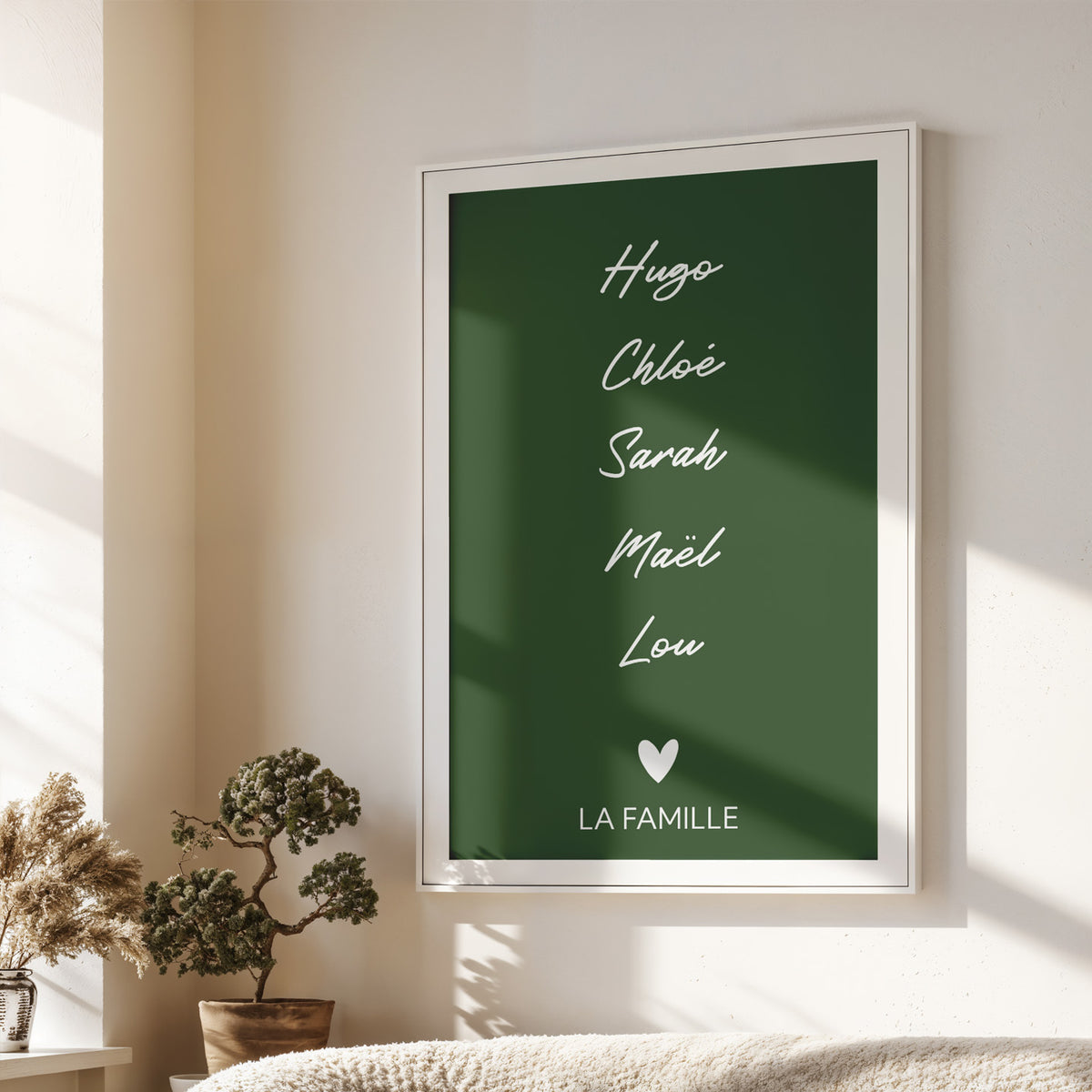 Affiche personnalisée avec prénoms en écriture élégante