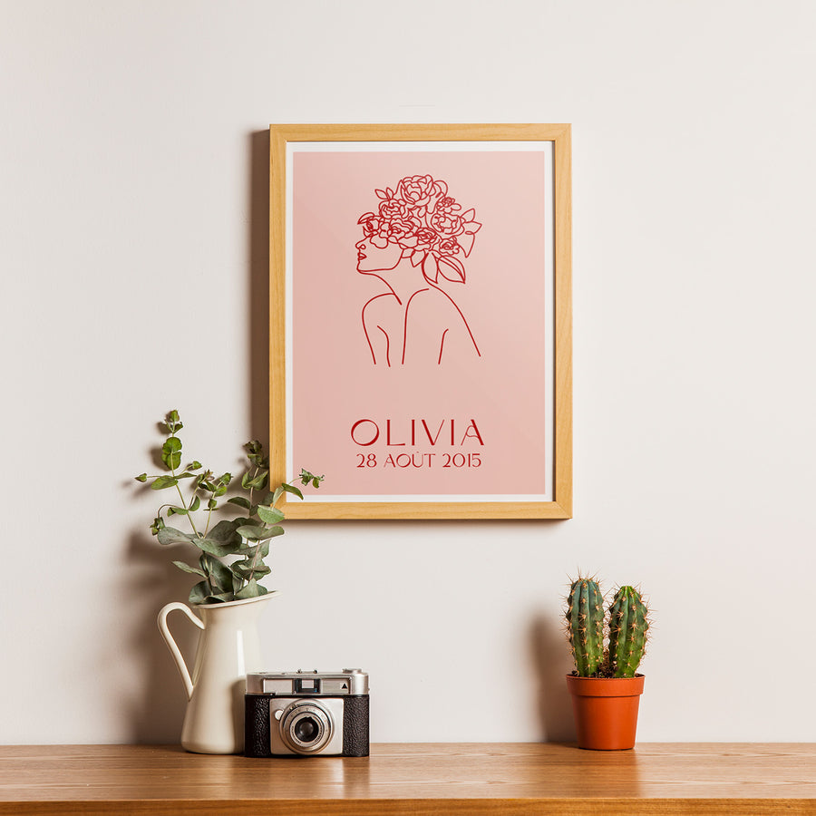 Affiche linéaire du signe de la Vierge en tracé élégant.