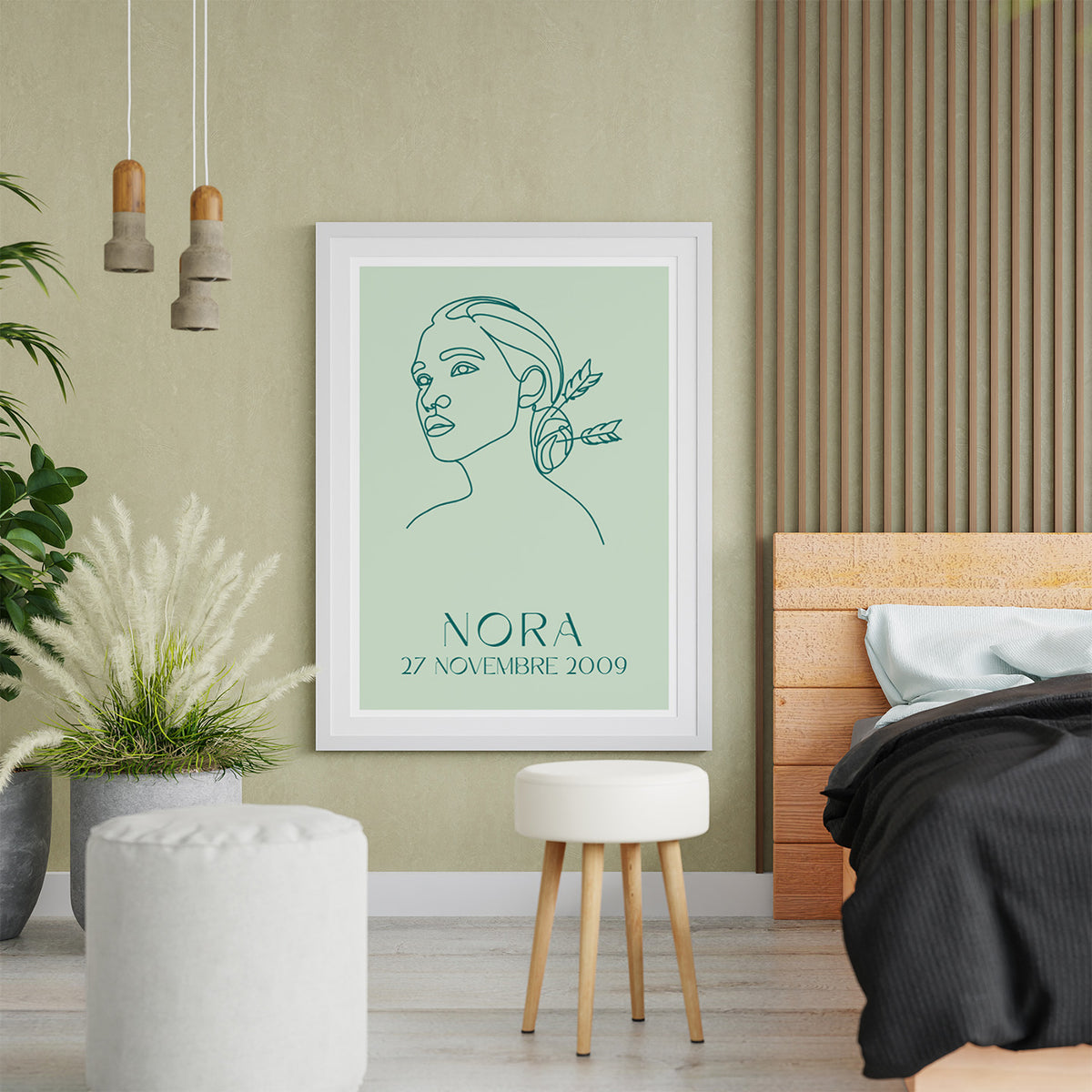 Affiche linéaire des signes du zodiaque sur fond clair.