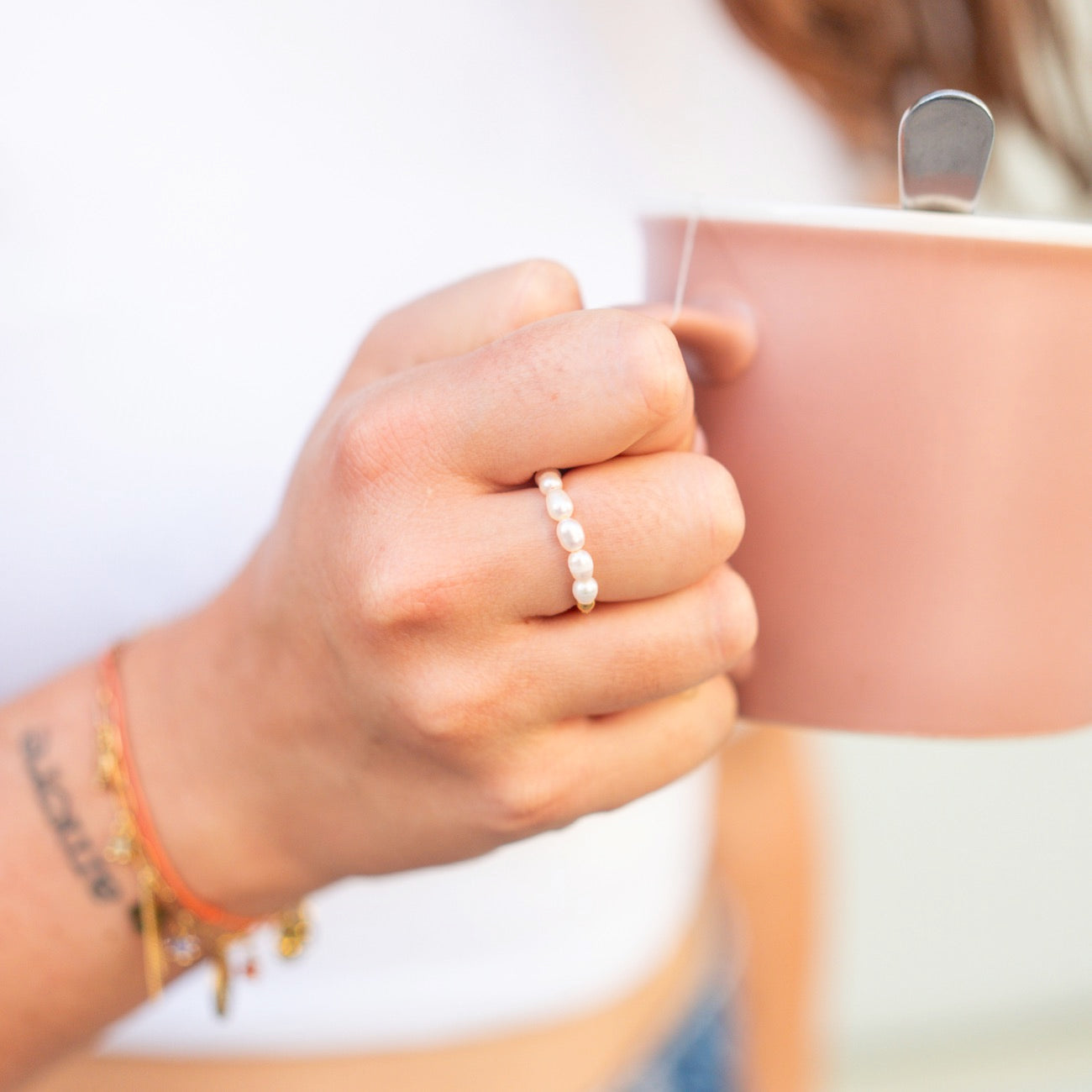 Bague avec des perles d'eau douce