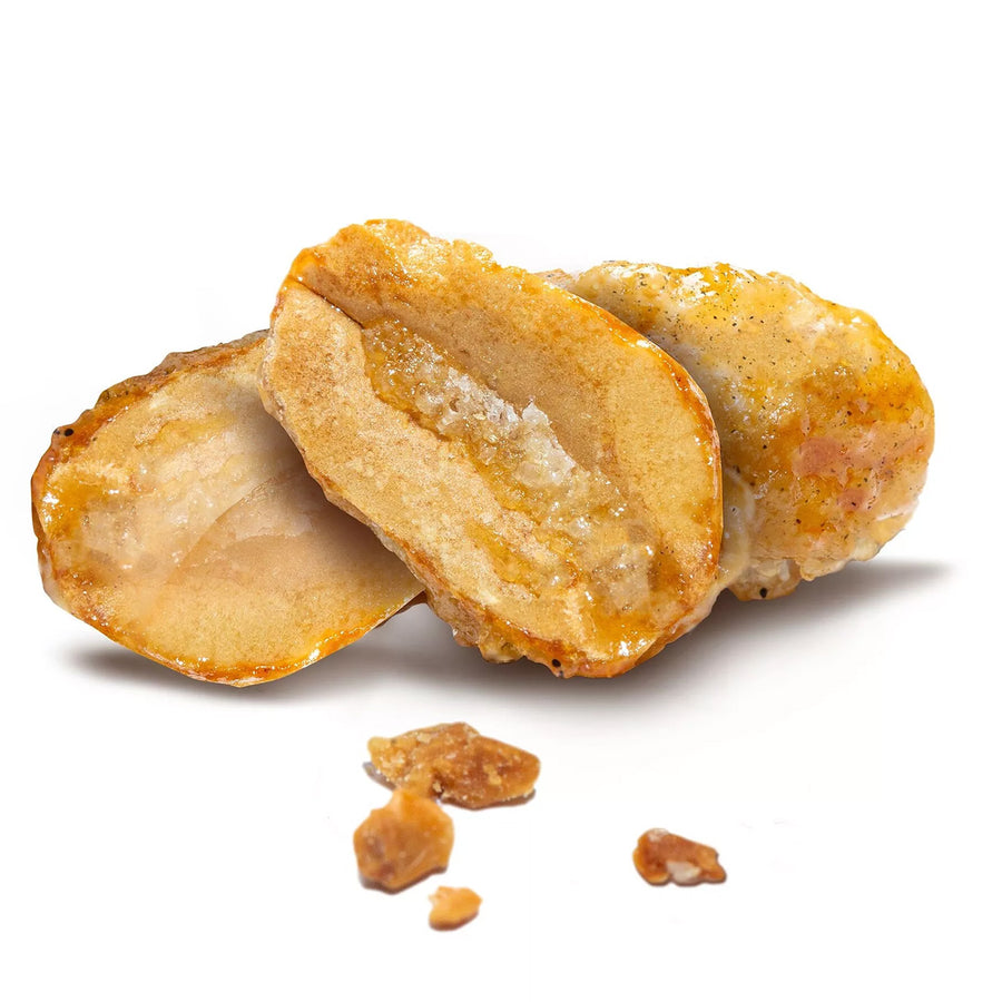 Cacahuètes caramélisées brillantes avec éclats de vanille