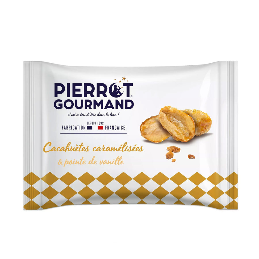 Cacahuètes caramélisées brillantes avec éclats de vanille