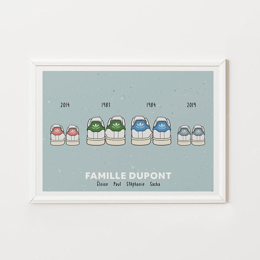 Affiche personnalisée famille baskets Stan Smith