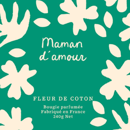 Bougie Maman d'amour avec étiquette délicate et flamme douce