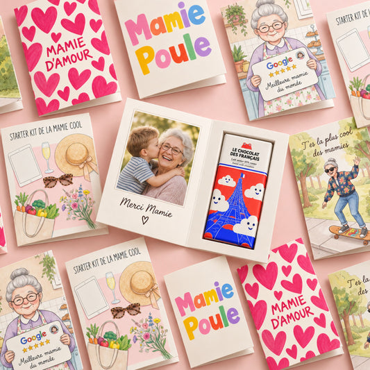 Carte personnalisée pour mamie avec motif floral délicat
