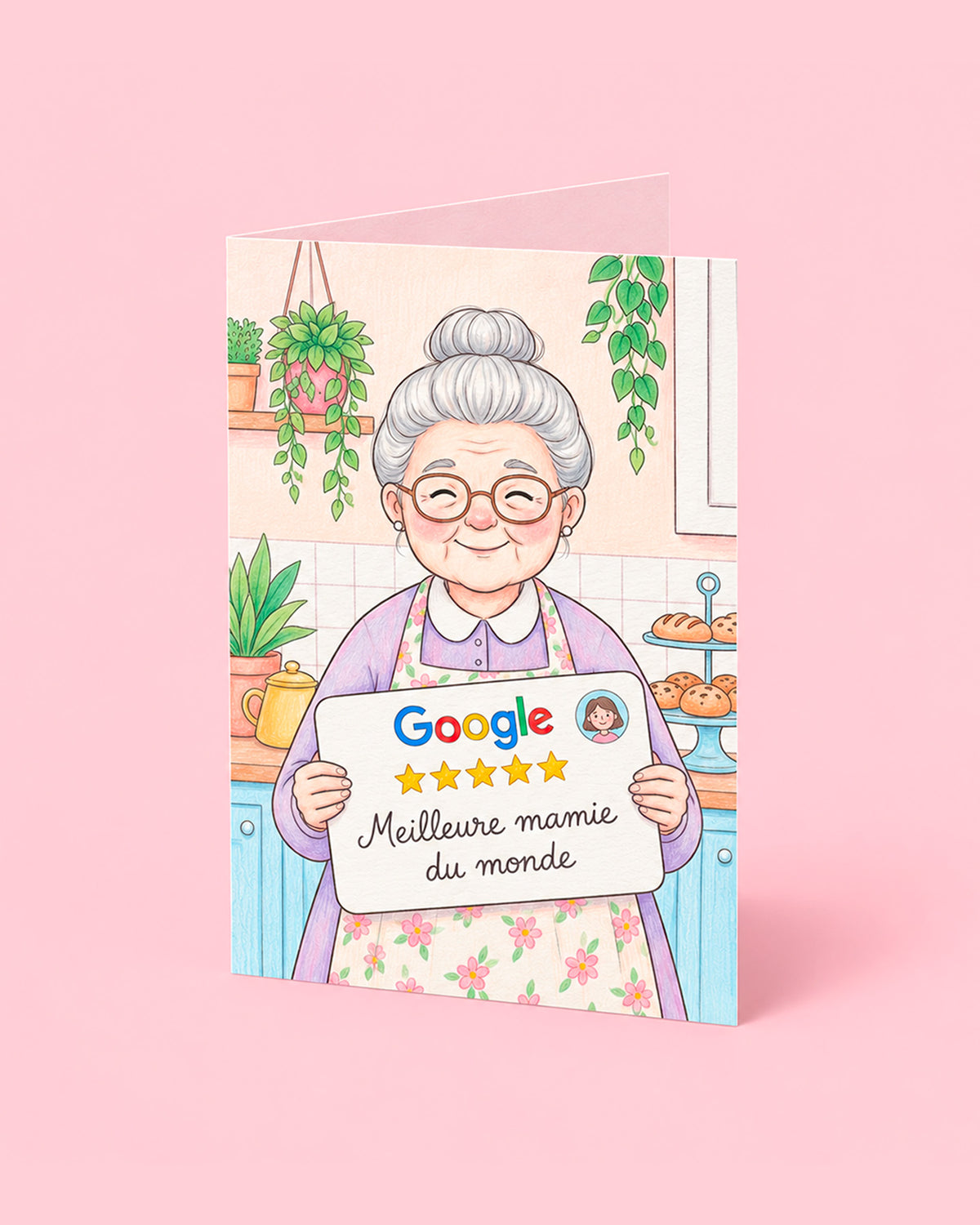Carte illustrée avec étoiles, message pour mamie