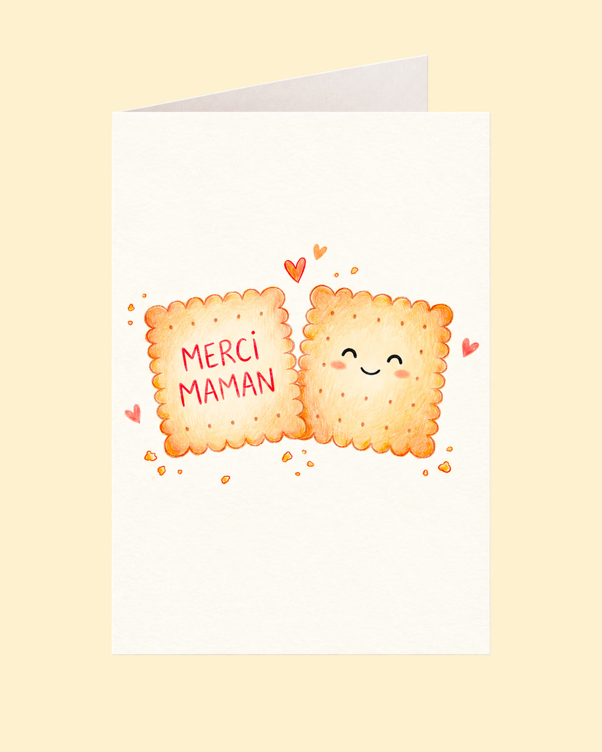 Carte illustrée avec deux biscuits complices pour maman