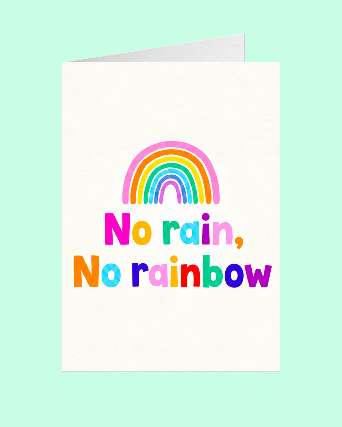 Carte illustrée avec un arc-en-ciel coloré et message positif