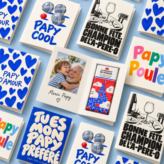 Carte personnalisée pour papi avec motif floral élégant
