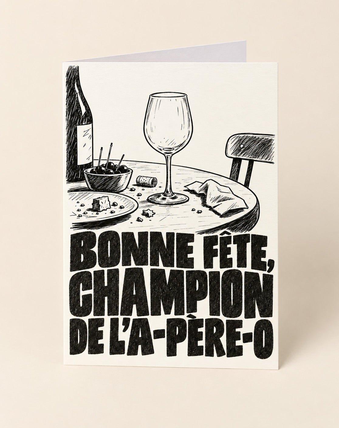 Carte personnalisée 'Champion de l'a-père-o' sur fond clair