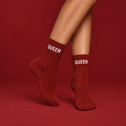 Chaussettes à paillettes 'Queen' avec motif scintillant