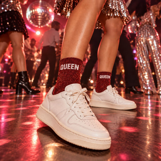 Chaussettes à paillettes 'Queen' avec motif scintillant