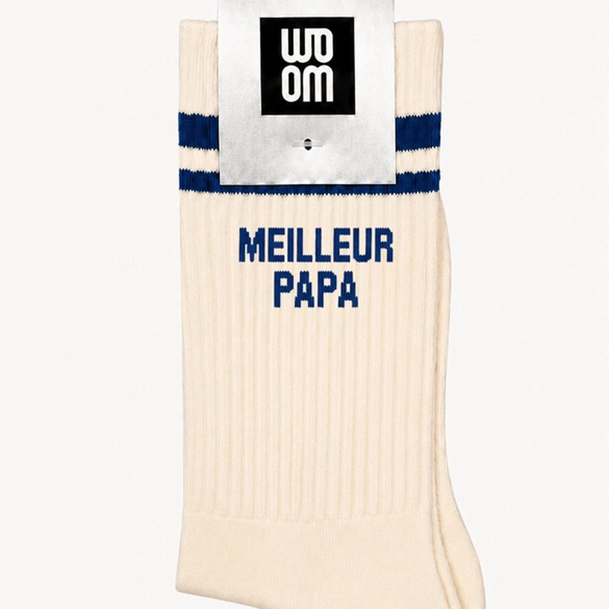 Chaussettes blanches avec inscription 'Meilleur Papa' en noir