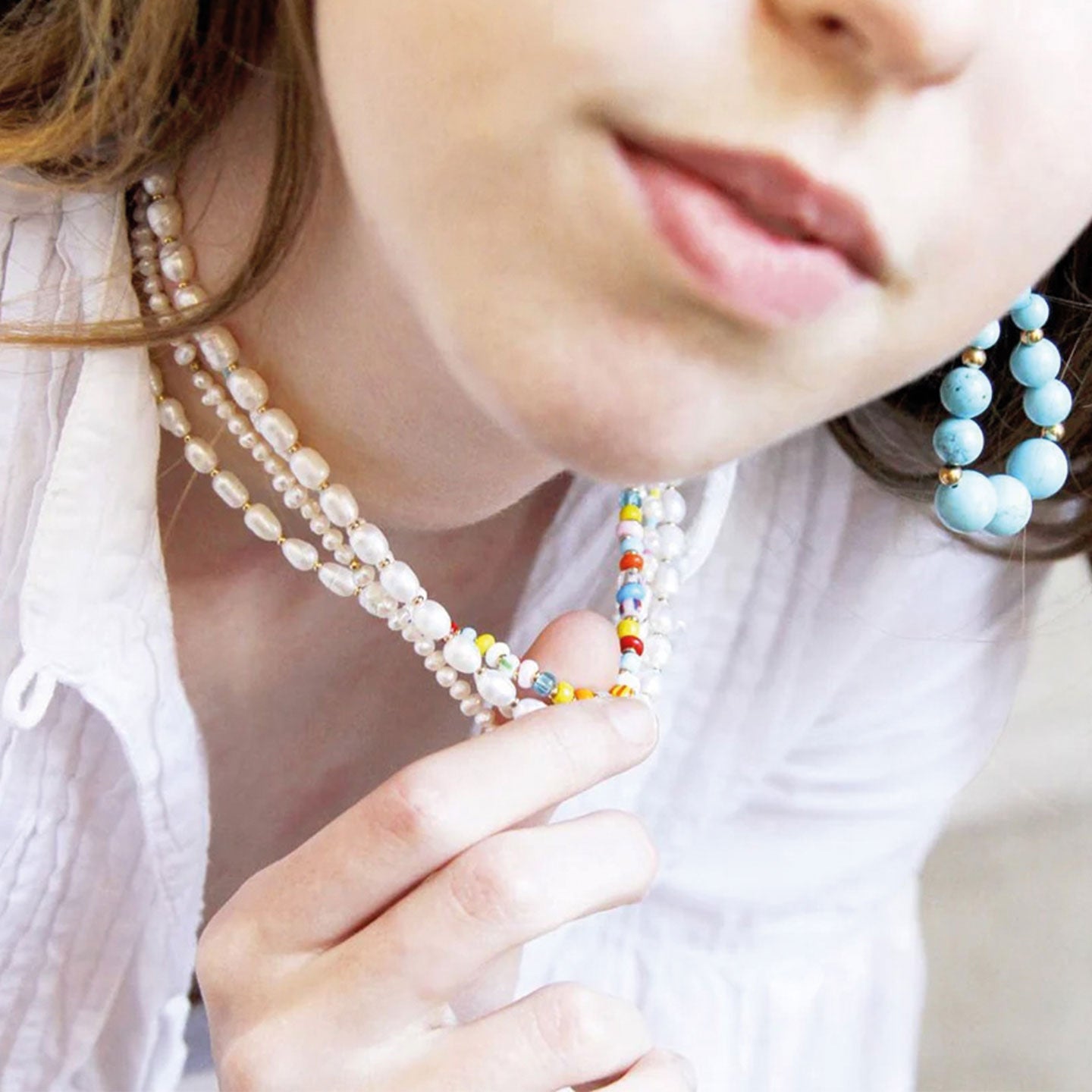 Collier Fantasia - Perles d'eau douce et de verre