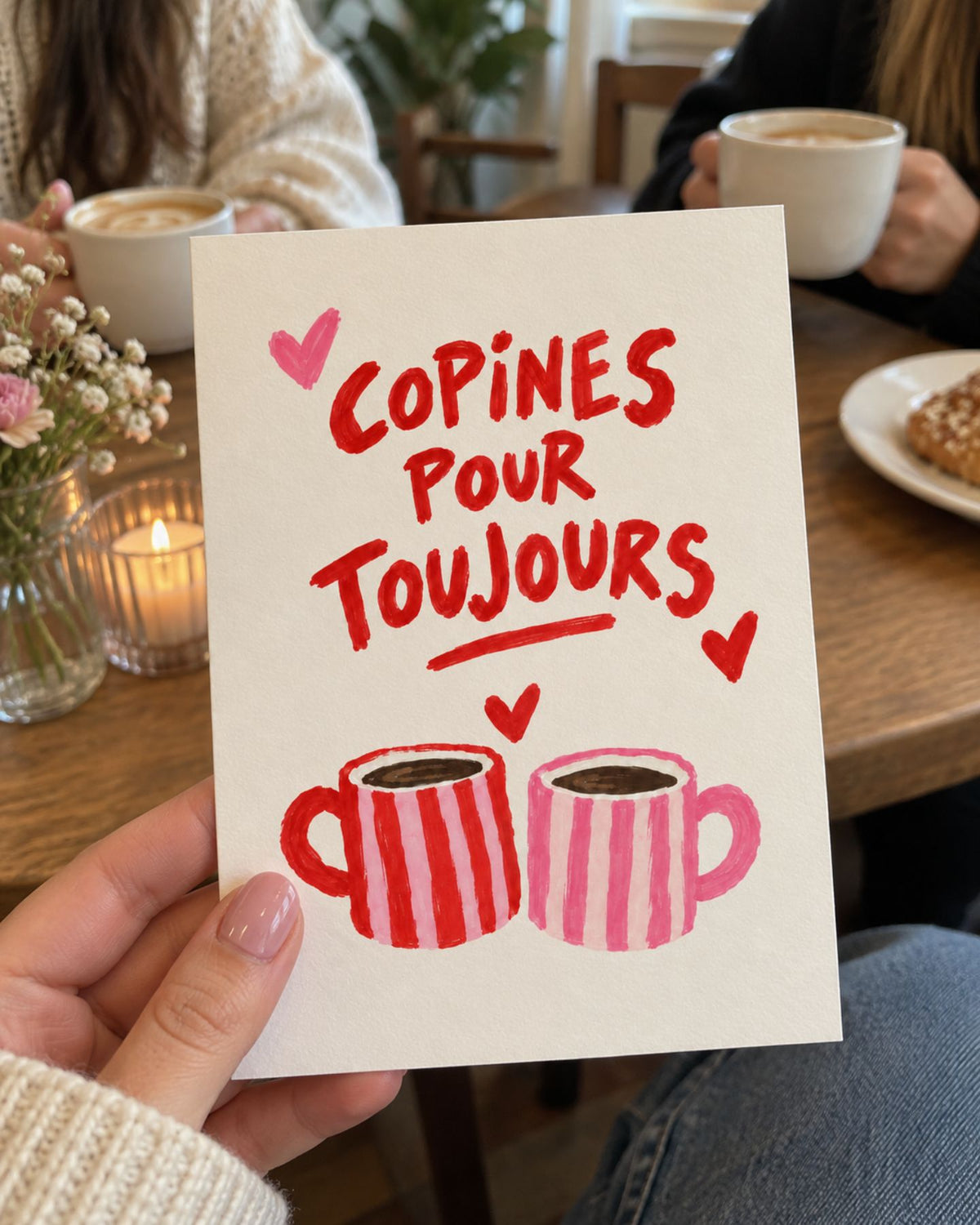 Carte personnalisée avec message d'amitié en style moderne