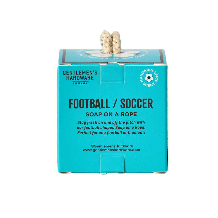 Savon en forme de ballon de foot avec corde de suspension