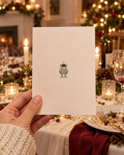 Carte humoristique sur le thème de Noël avec illustration de vaisselle