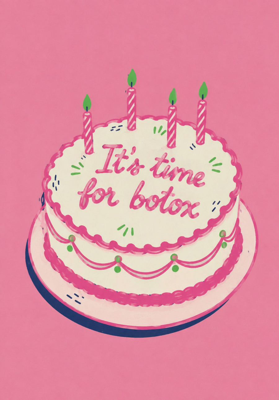 Carte humoristique sur le Botox avec design coloré