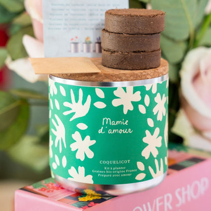 Kit à planter Mamie d'Amour avec graines de coquelicot en gros plan
