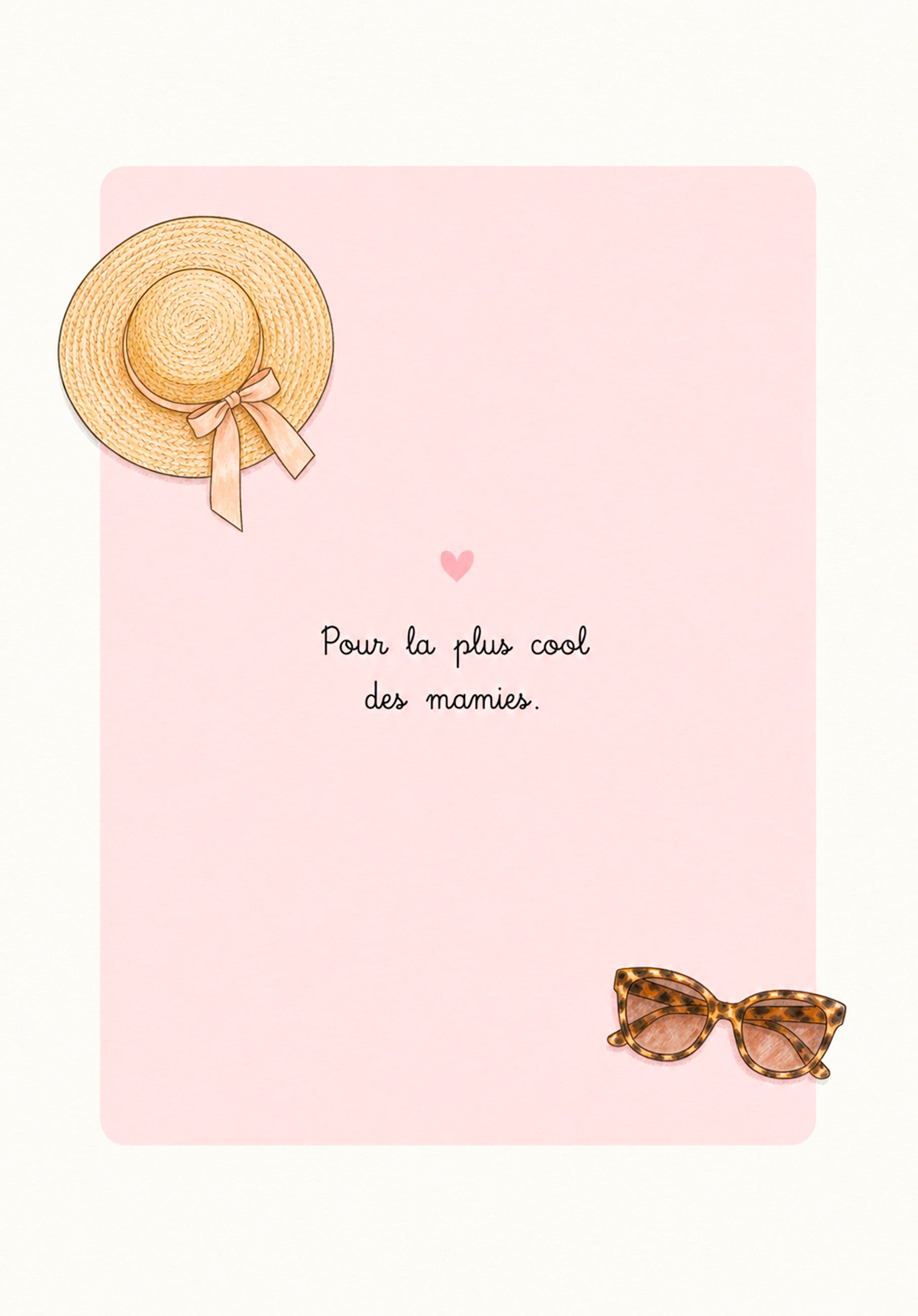 Carte humoristique avec chapeau et lunettes de soleil