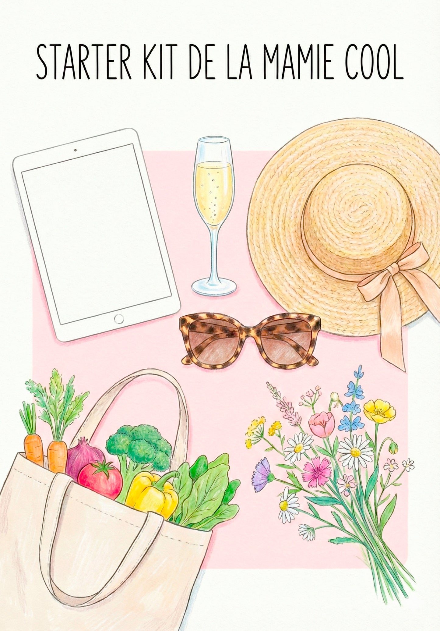 Carte humoristique pour mamie avec chapeau et lunettes de soleil