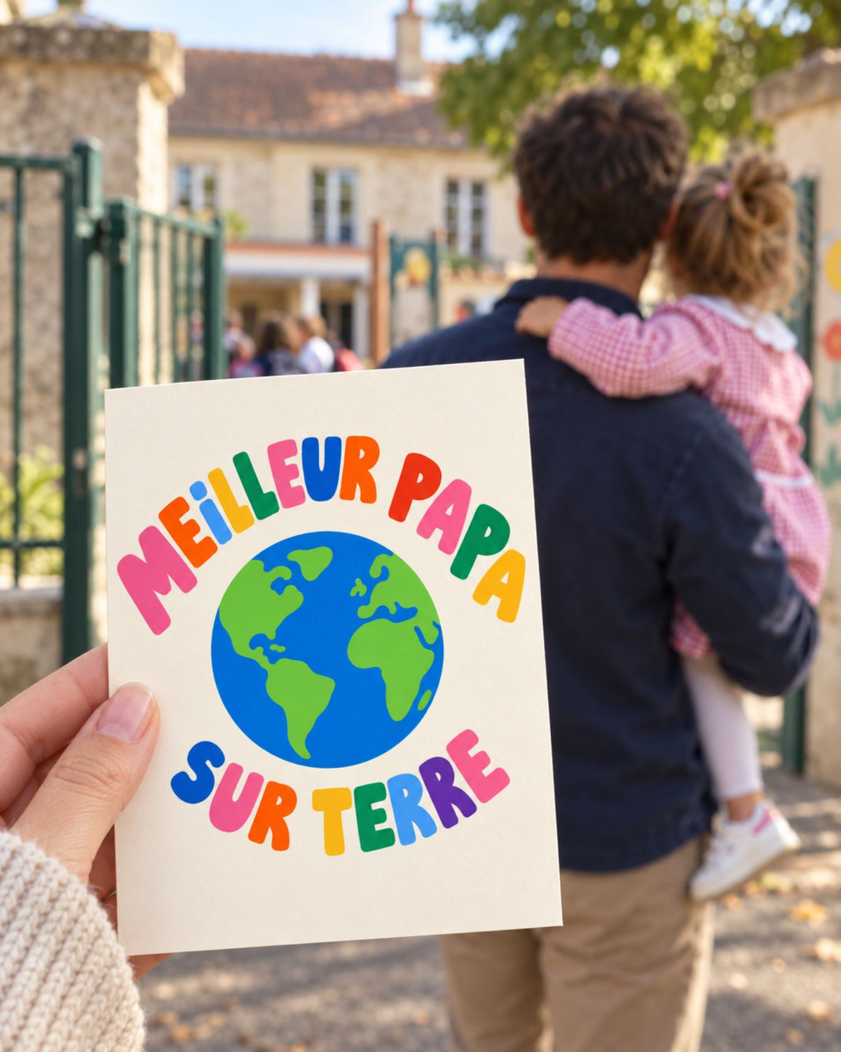 Carte personnalisée avec message pour le meilleur papa, vue de face