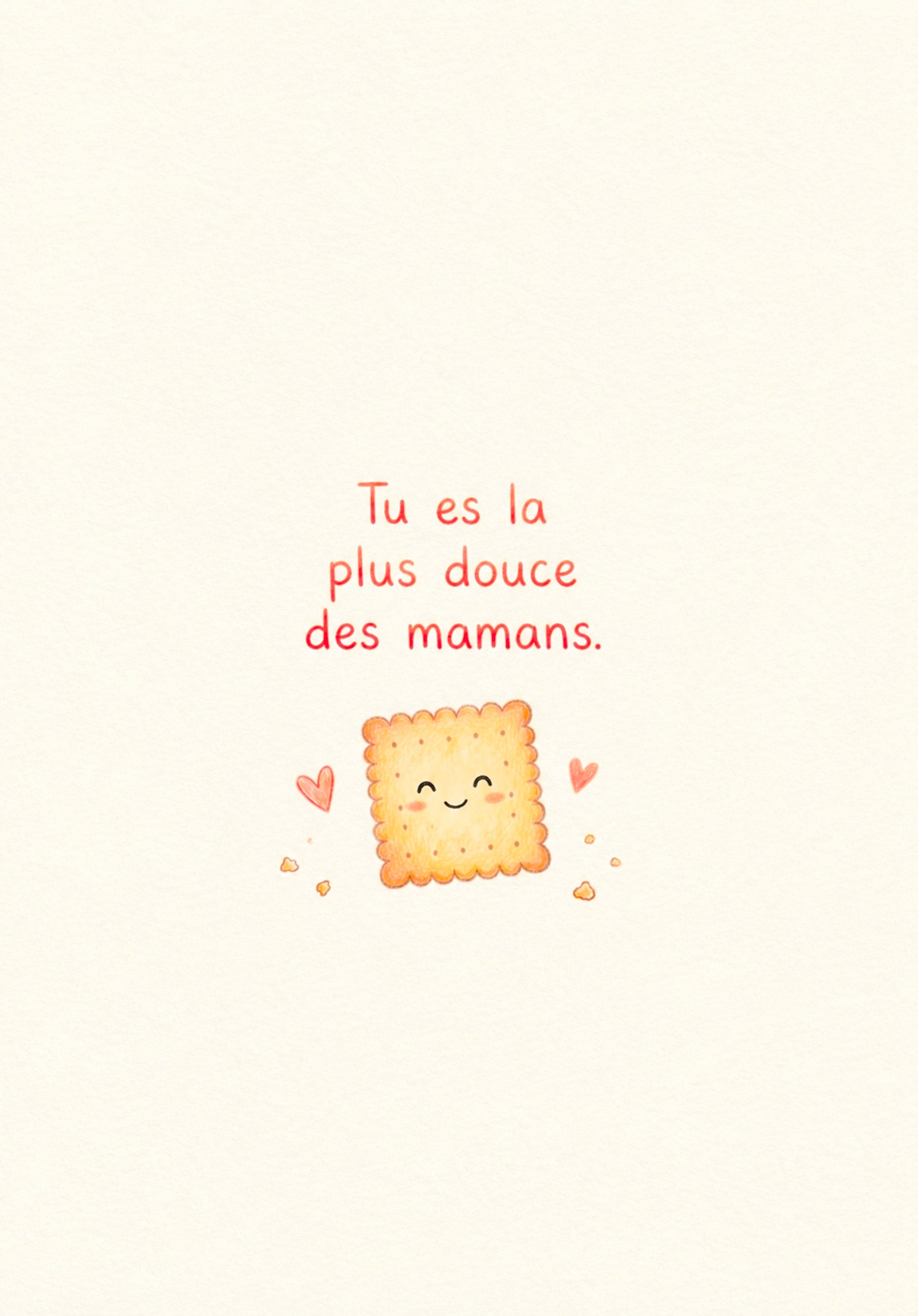 Carte illustrée avec biscuits, message tendre pour maman