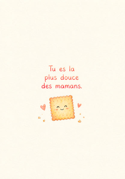 Carte illustrée avec biscuits, message tendre pour maman