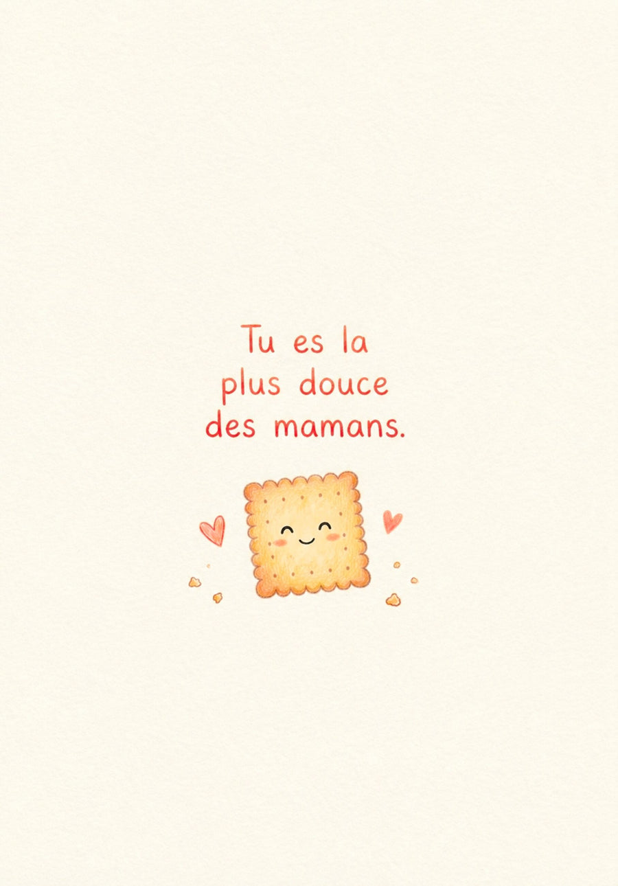 Carte illustrée avec biscuits, message tendre pour maman