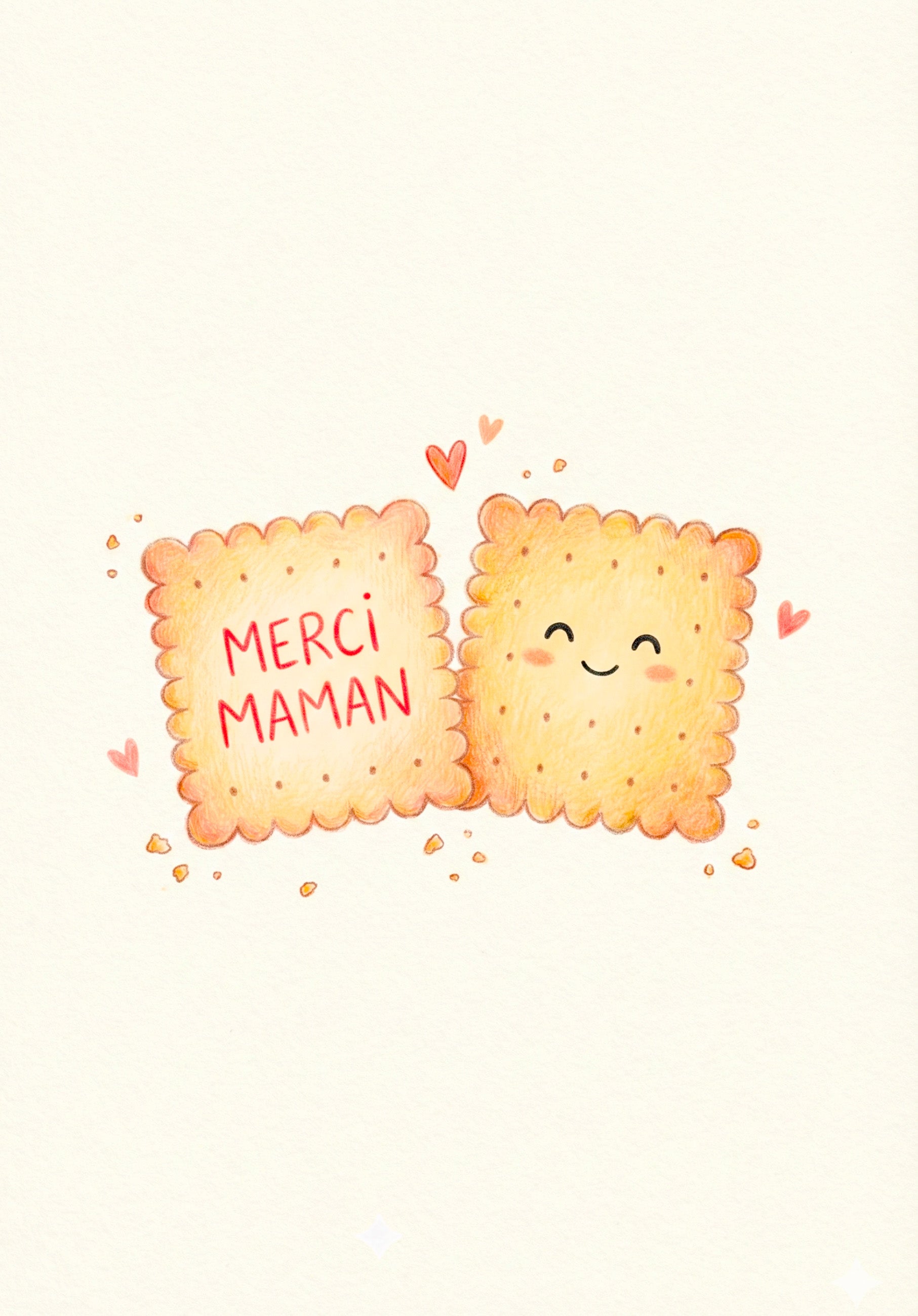 Carte illustrée avec deux biscuits complices pour maman
