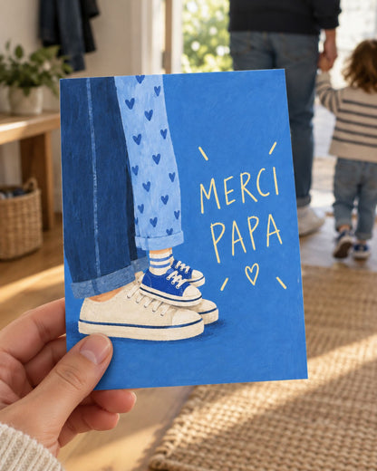 Carte Merci Papa avec design élégant et texte en relief